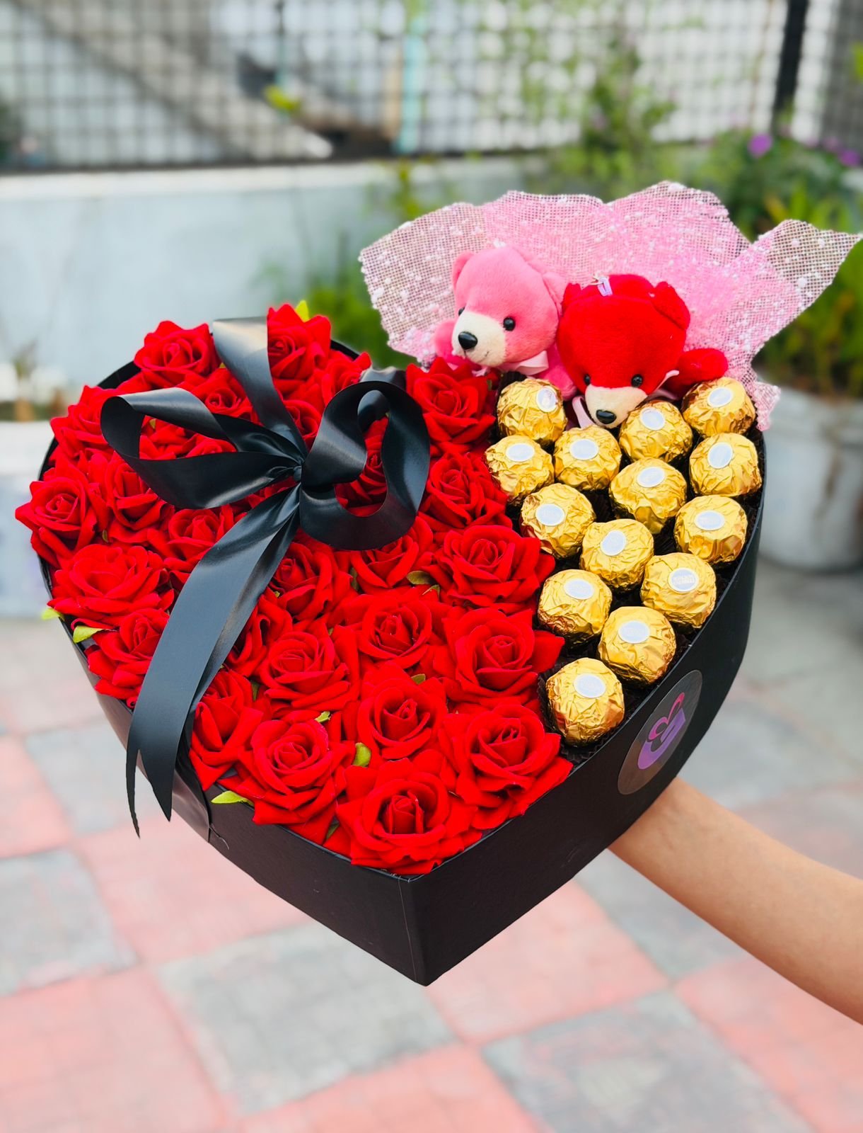 Luxury Rose, Teddy & Ferrero Heart Box