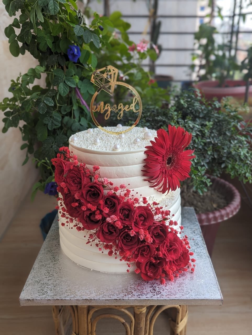Elegant Engagement Cake