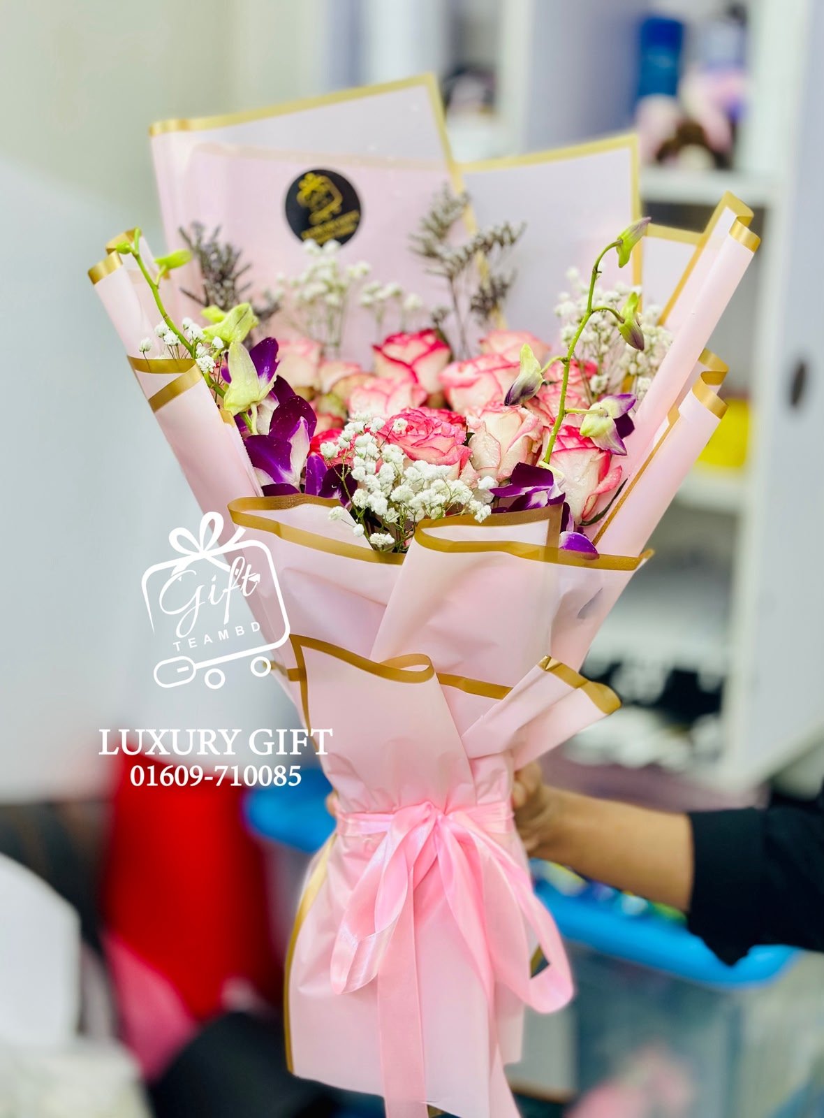 Premium Pink Rose & Orchid Bouquet