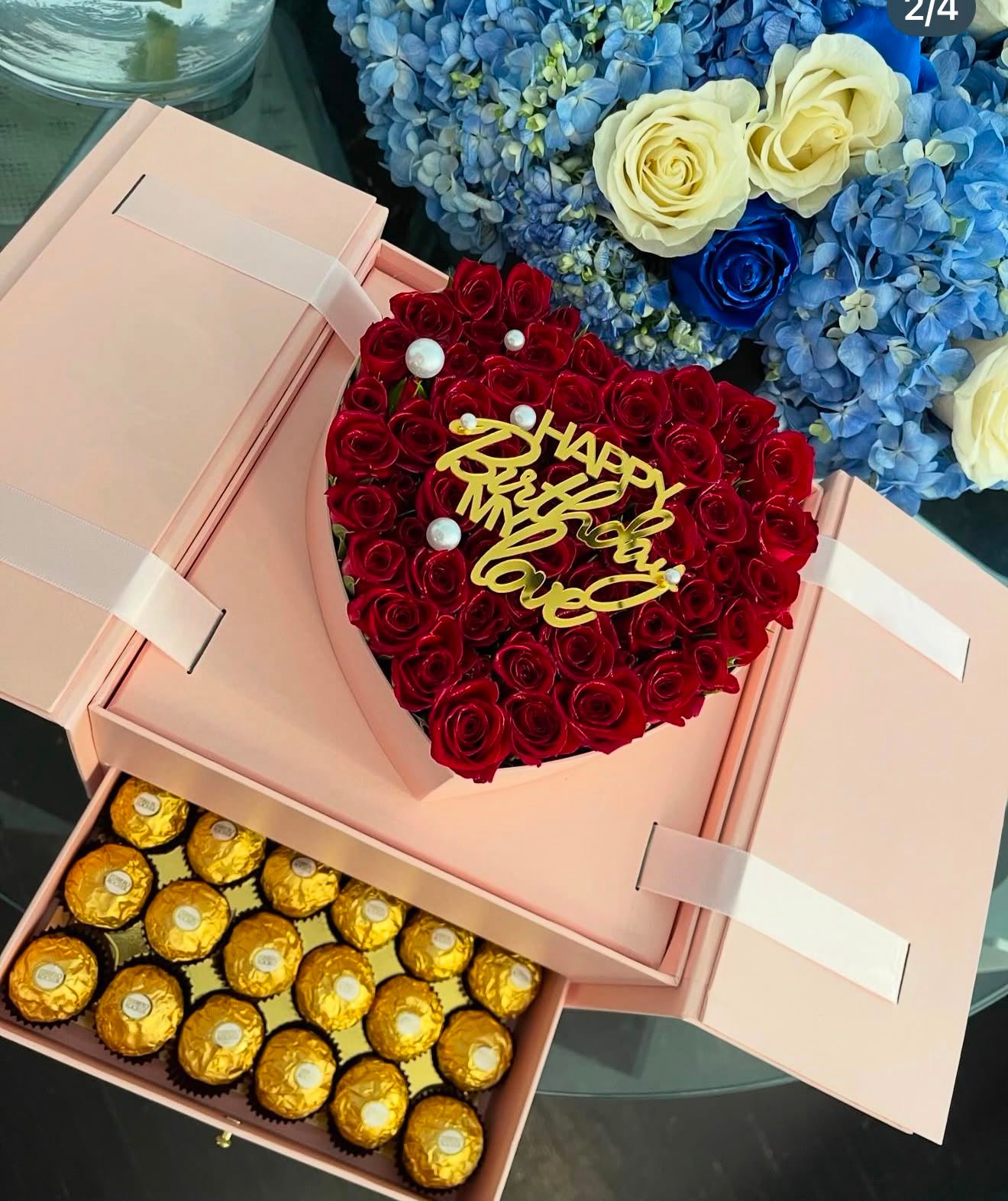 Luxury Heart Rose & Chocolate Surprise Box