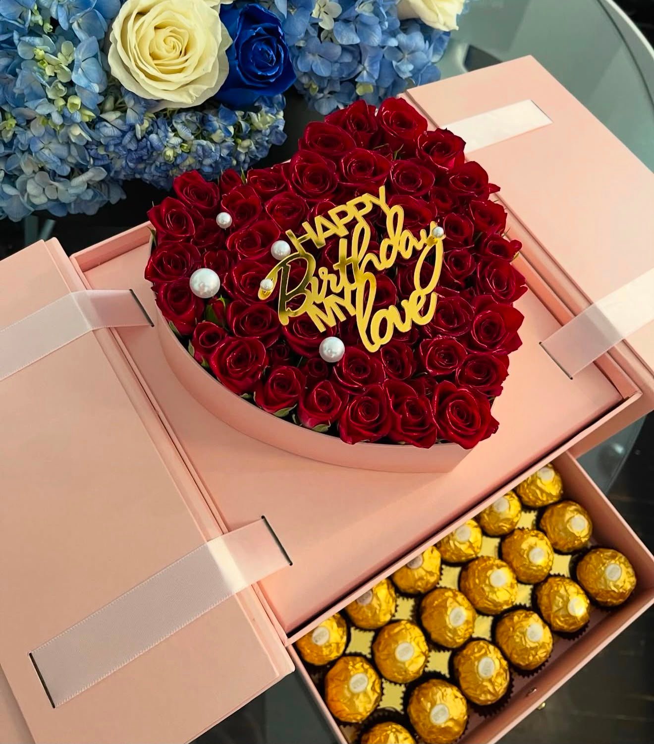 Luxury Heart Rose & Chocolate Surprise Box