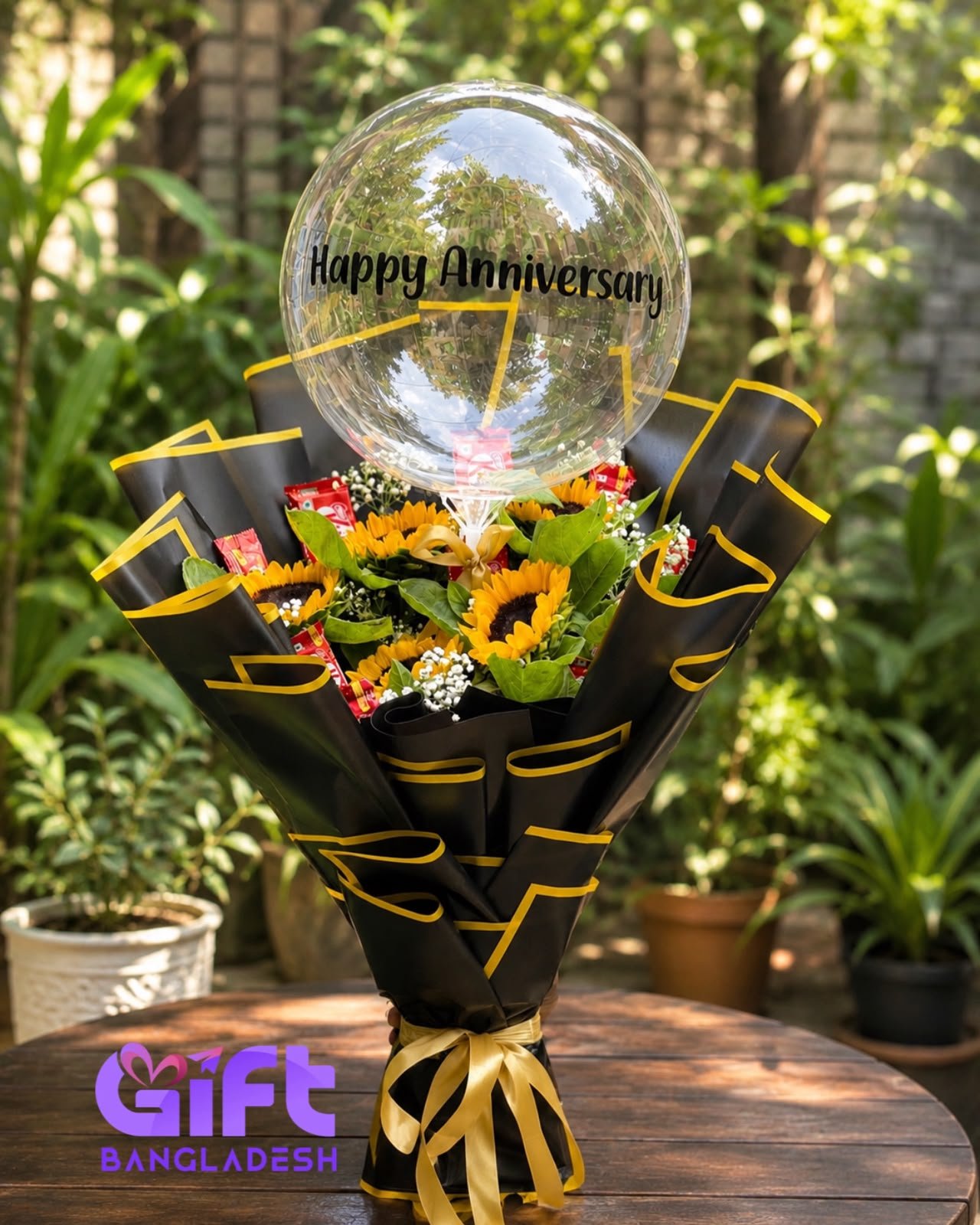 Happy Anniversary Sunflower Chocolate Bouquet
