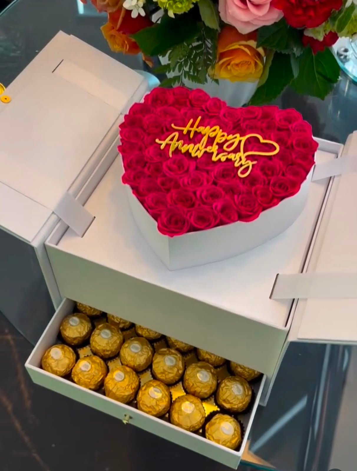 Luxury Anniversary Rose & Chocolate Gift Box